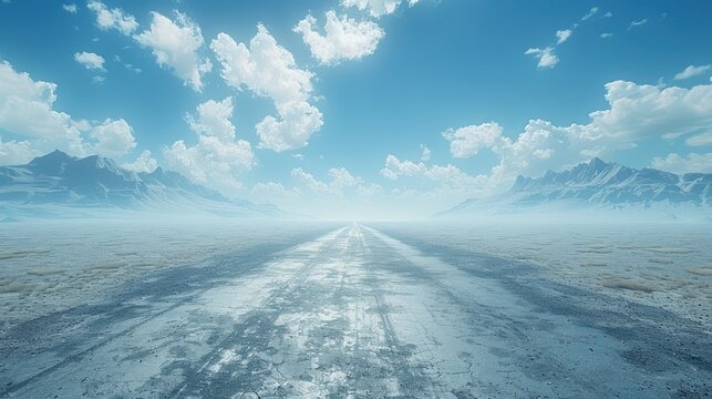 an empty road across a large area with nothing in between