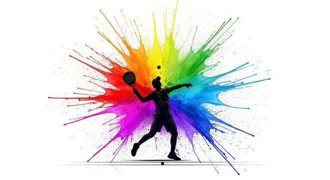 Dancer Silhouette with Rainbow Paint Splash Artwork.