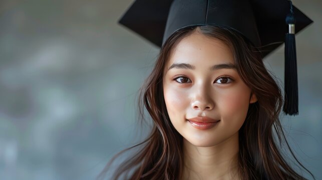 Asian doctor study learn with graduation gap hat in hospital ward