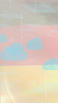 Vertical video: On play pastel clouds fading and drifting, digits pulsing, bands returning for UI