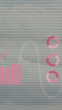 Vertical video: Third frame starting pink charts sliding in stacking expanding showing LOADING DATA