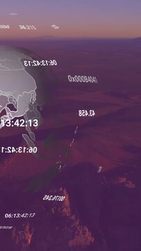 Vertical video: Globe fading in triggers view receding as monolith centering, globe showing times