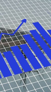 Vertical video: Grid appearing triggers charts sweeping and growing over tree, visualizing trends