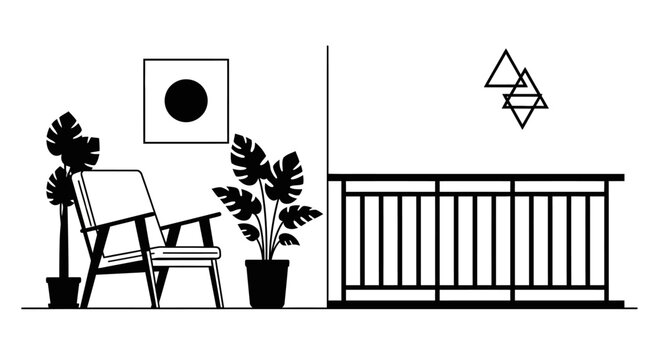Black and white potted house plant.