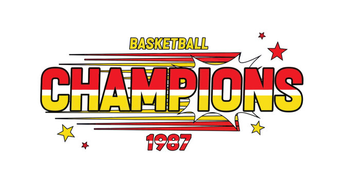 Basketball Champions 1987 Retro Comic Style Text