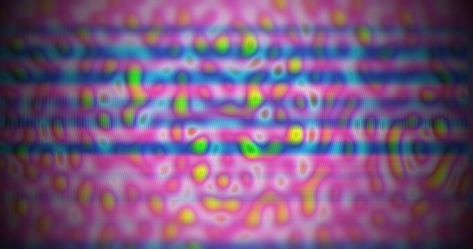 Abstract Vibrant bokeh micro pattern with colorful dots and soft horizontal scanline glow effect