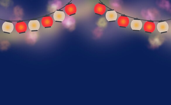祭のちょうちん背景イラスト2