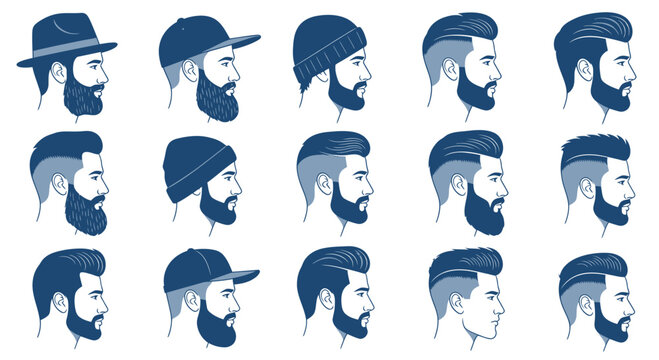 Men wearing various hats and beards.