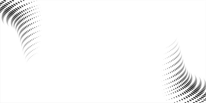 Flowing dots particles wave pattern 3D curve halftone black gradient curve shape isolated on white background. Vector in concept of technology, science, music, modern vector wave. eps10