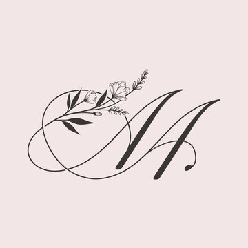 Elegant Floral Monogram Letter AA Design.