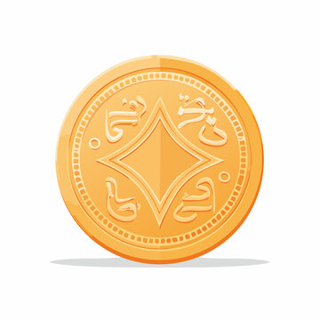 Golden Coin with Arabic Script and Diamond Shape