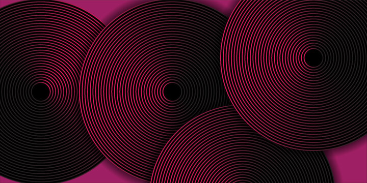 Abstract Concentric Circle Pattern with Pink and Magenta Gradients on Dark Background