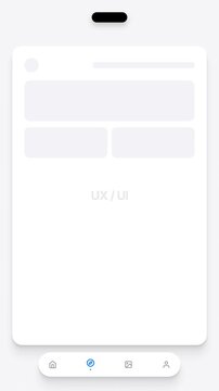Modern Mobile App UI UX Mockup Animation Showing Touch Gestures Bottom Navigation Interaction And Dropdown Notification Banner