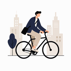 Naklejka premium flat vector illustration of businessman riding a bike