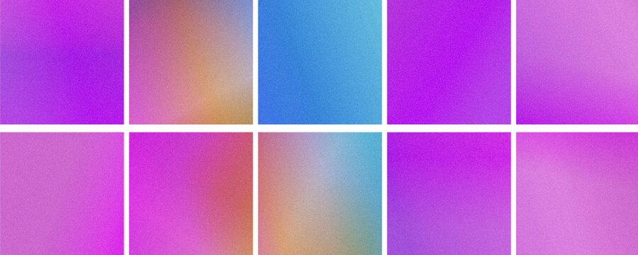A row of colorful gradient tiles blends purple, blue, and soft sunset hues into a playful abstract pattern, ideal for cheerful branding, web banners, and creative layouts.