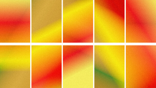 Tall vertical tiles blend fiery reds, yellows, and soft greens into a dynamic gradient strip, ideal for energetic campaign headers, web banners, and bold editorial layouts.
