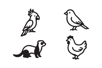 Obraz premium Animal Icon Set Cat Dog Fish Turtle Panda Tiger Lion Owl Gorilla Vector Collection – Ideal for Apps, Logos, and Educational Design