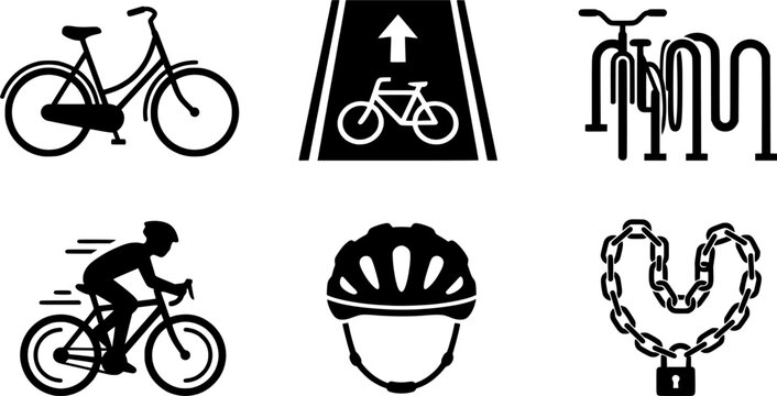 Simple doodle style bicycle icon within lines, conveying a bike path or lane. Ideal for traffic safety, urban mobility, and outdoor activity themes.
