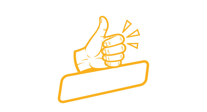 Yellow thumbs up hand illustration indicating approval and positive feedback.