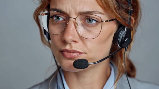 Professional call center agent working diligently at her desk during a busy weekday, expertly handling customer inquiries with focused attention and modern technology