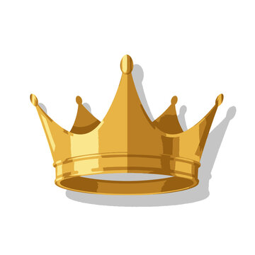 Golden Royal Crown Icon, Symbol of Power and Royalty, Isolated on White Background