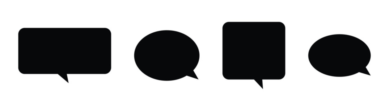 Message comments chat box icons . Collection of speech bubbles, text boxes and conversation chats in comics. Isolated on white background. Vector Eps10.