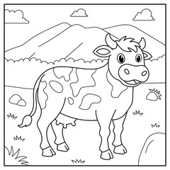 Farm animals. Coloring book for kids. Cartoon cow vector illustration. © styo