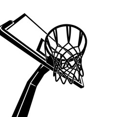 Basketball Hoop and Net - Black and White Graphic © nongko
