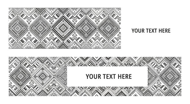 Black and White Geometric Tribal Pattern Banners.