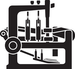 Fototapeta premium Industrial weaving loom machine silhouette for textile manufacturing and fabric production.