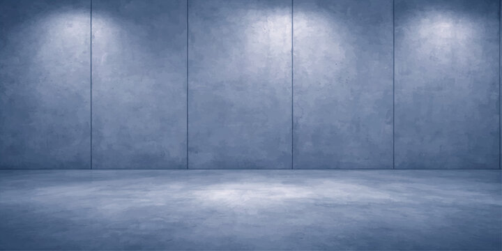 Empty room with a dark grunge concrete wall and floor texture featuring old gray cement and vintage architectural design