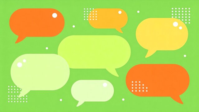 Colorful speech bubbles on green background