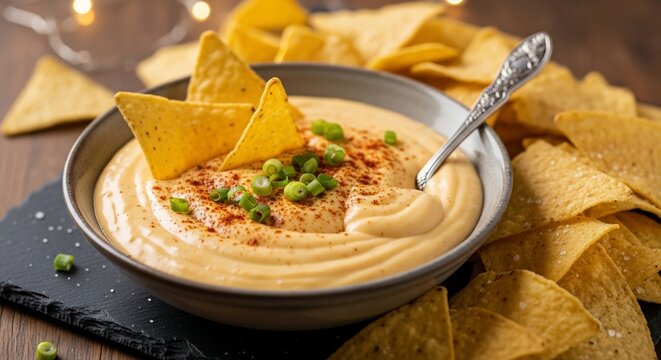 Cheese dip tortilla chips