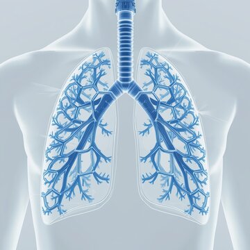 Human lungs with trachea and bronchi visible
