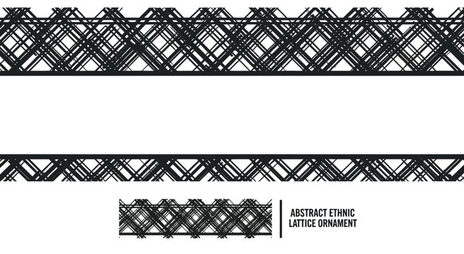 Abstract Ethnic Lattice Border Ornament Seamless Pattern.