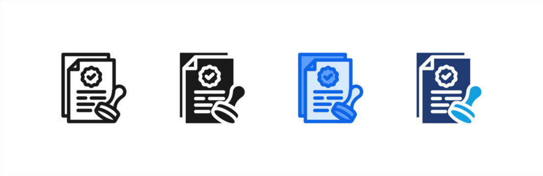 Permit To Work icon multiple style collection. Vector illustration.