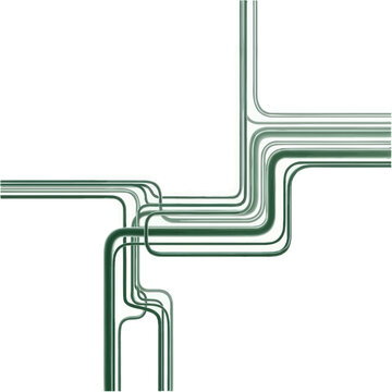 Abstract Green Pipes Network, Flowing Tubes, Modern Design, White Background
