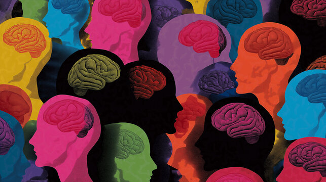 Neurodiversity Concept with 3D Brain Elements &ndash; Autism, ADHD, Dyslexia and Mental Health Diversity Illustration