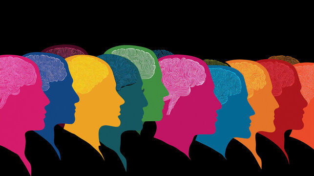 Neurodiversity Concept with 3D Brain Elements &ndash; Autism, ADHD, Dyslexia and Mental Health Diversity Illustration