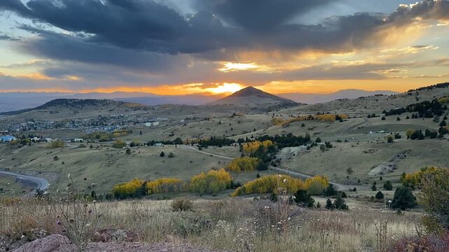 Sunset timelapse over the historic mining town of  Cripple Creek , Colorado
