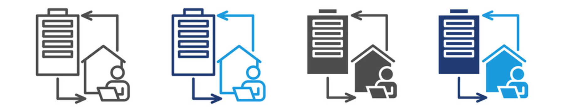 hybrid work icon set multiple style