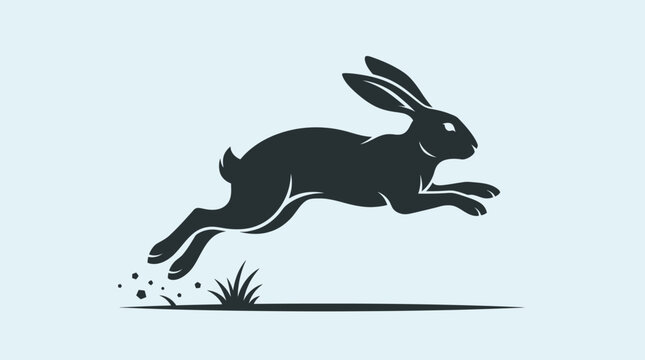 Fast Running Black Silhouette Rabbit.