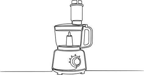 Fototapeta premium Continuous line drawing of a food processor, kitchen appliance 