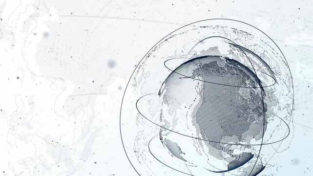 Earth Globe with Orbits and Lines.