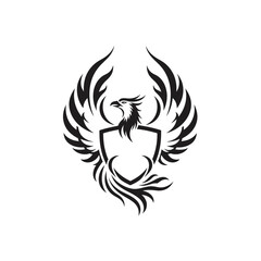 Obraz premium Black Phoenix Logo with Stylized Flames and Wings