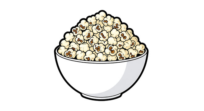 Popcorn inside a bowl in cartoon style. Vector image with white background. Typical Brazilian June party. 