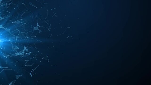 Plexus abstract network business technology science background loop. Abstract motion transform illustration background with shimmering light.