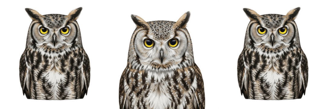 Portrait Of A Wild Owl Bird Isolated Nature Wildlife Animal Feathers Hunter Nocturnal Forest Predator