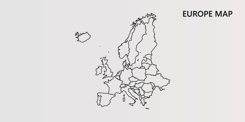 Simple Europe map outline with country borders © lightofearth