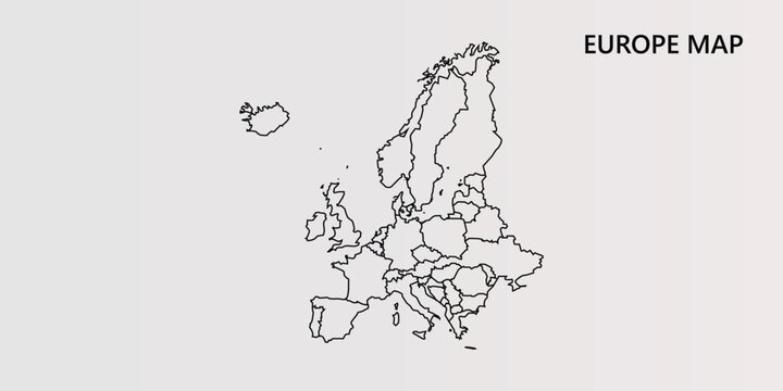 Simple Europe map outline with country borders